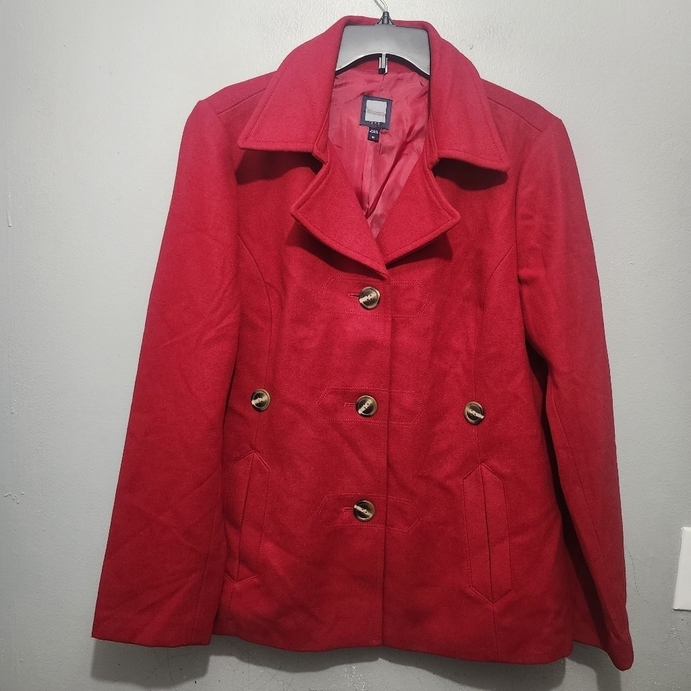Women's Red Wool Blend Jacket Size XL